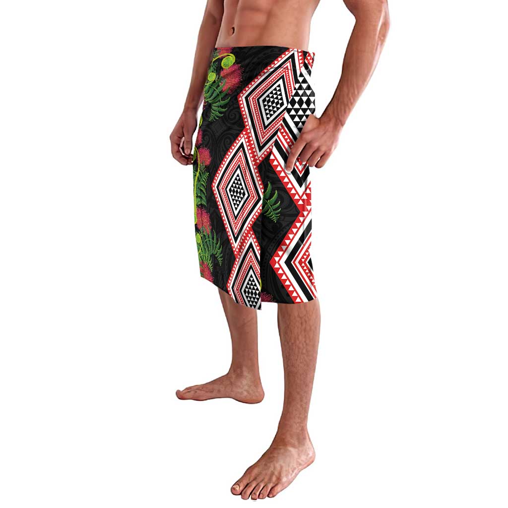 Aotearoa Tukutuku Motif Lavalava Pohutukawa and Fern Leaves