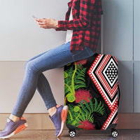 Aotearoa Tukutuku Motif Luggage Cover Pohutukawa and Fern Leaves