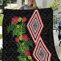 Aotearoa Tukutuku Motif Quilt Pohutukawa and Fern Leaves