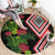 Aotearoa Tukutuku Motif Round Carpet Pohutukawa and Fern Leaves