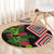 Aotearoa Tukutuku Motif Round Carpet Pohutukawa and Fern Leaves