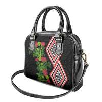 Aotearoa Tukutuku Motif Shoulder Handbag Pohutukawa and Fern Leaves