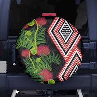 Aotearoa Tukutuku Motif Spare Tire Cover Pohutukawa and Fern Leaves