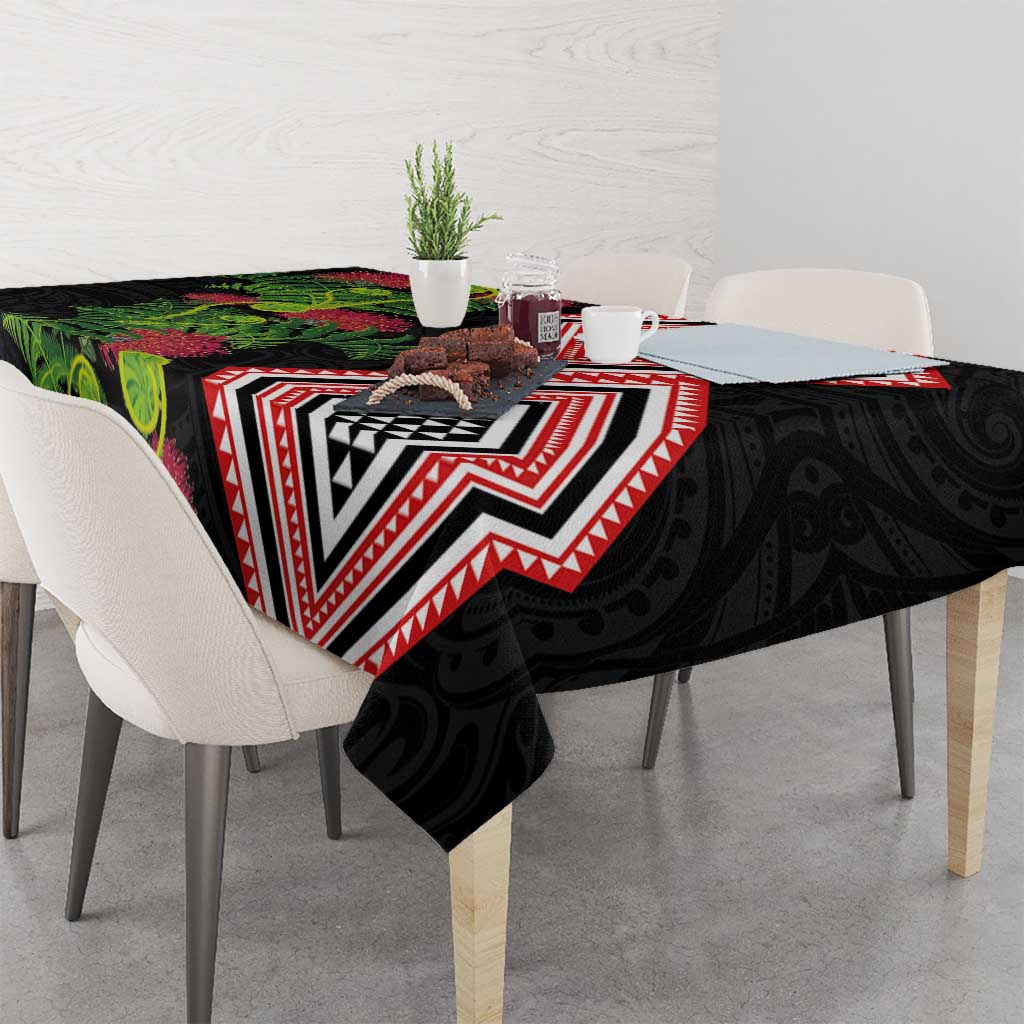 Aotearoa Tukutuku Motif Tablecloth Pohutukawa and Fern Leaves LT03 - Polynesian Pride