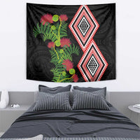 Aotearoa Tukutuku Motif Tapestry Pohutukawa and Fern Leaves