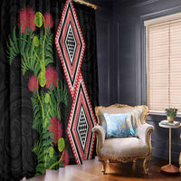 Aotearoa Tukutuku Motif Window Curtain Pohutukawa and Fern Leaves LT03 - Polynesian Pride
