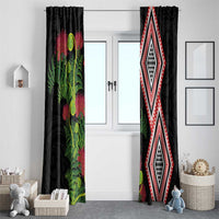Aotearoa Tukutuku Motif Window Curtain Pohutukawa and Fern Leaves LT03 - Polynesian Pride