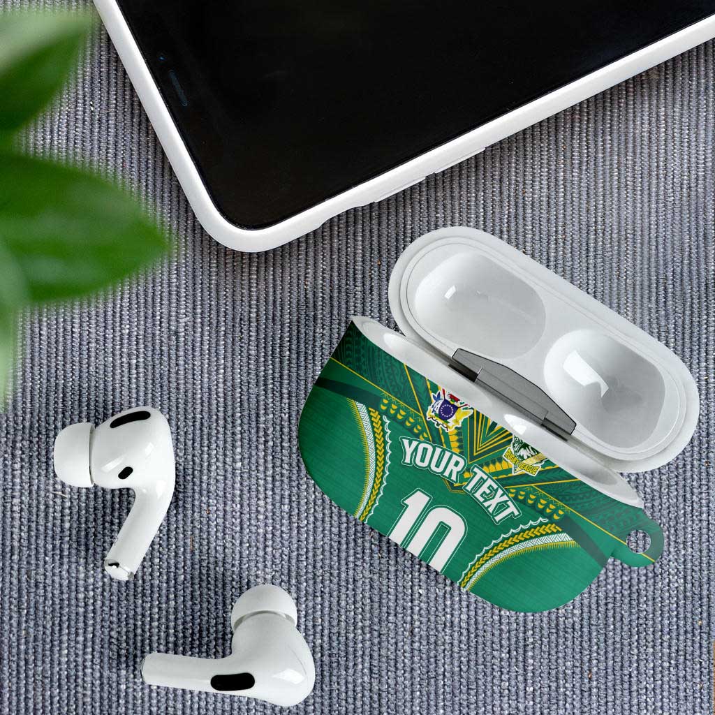 Custom Cook Islands Rugby AirPods Case Tatau Art Sport Style Green Color LT03 - Polynesian Pride
