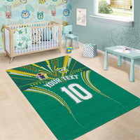 Custom Cook Islands Rugby Area Rug Tatau Art Sport Style Green Color LT03 - Polynesian Pride