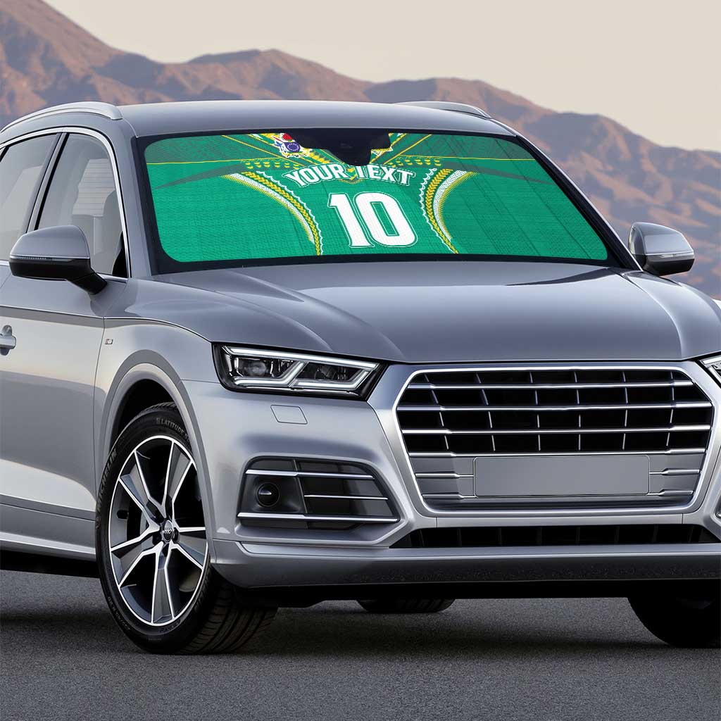 Custom Cook Islands Rugby Auto Sun Shade Tatau Art Sport Style Green Color LT03 - Polynesian Pride