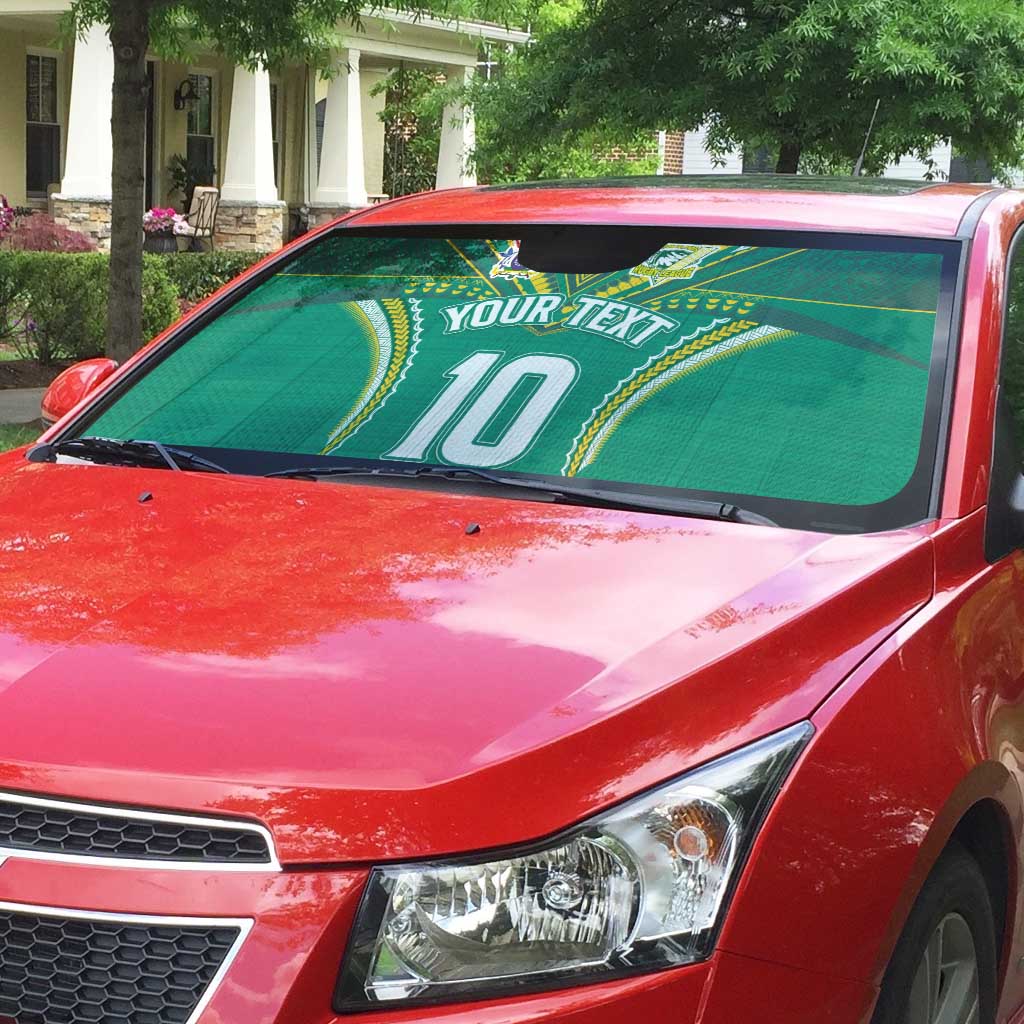 Custom Cook Islands Rugby Auto Sun Shade Tatau Art Sport Style Green Color LT03 - Polynesian Pride