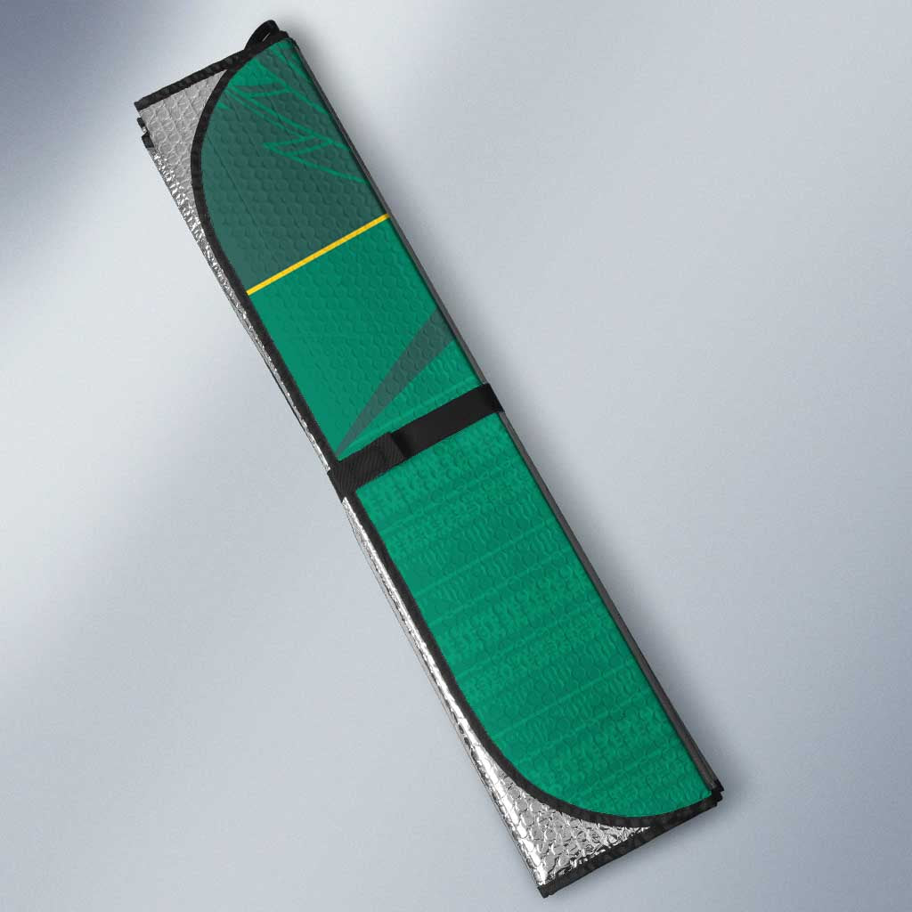 Custom Cook Islands Rugby Auto Sun Shade Tatau Art Sport Style Green Color LT03 - Polynesian Pride