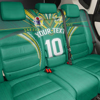 Custom Cook Islands Rugby Back Car Seat Cover Tatau Art Sport Style Green Color LT03 - Polynesian Pride