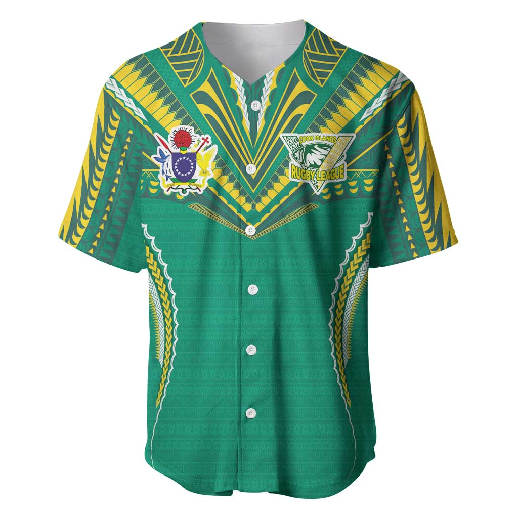 Custom Cook Islands Rugby Baseball Jersey Tatau Art Sport Style Green Color LT03 Green - Polynesian Pride