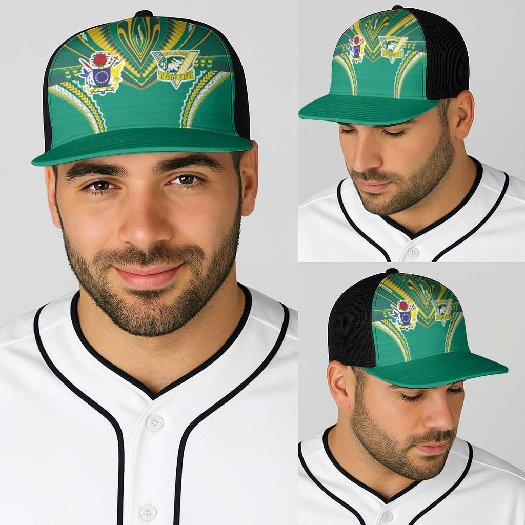 Cook Islands Rugby Baseball Net Cap Tatau Art Sport Style Green Color LT03 - Polynesian Pride
