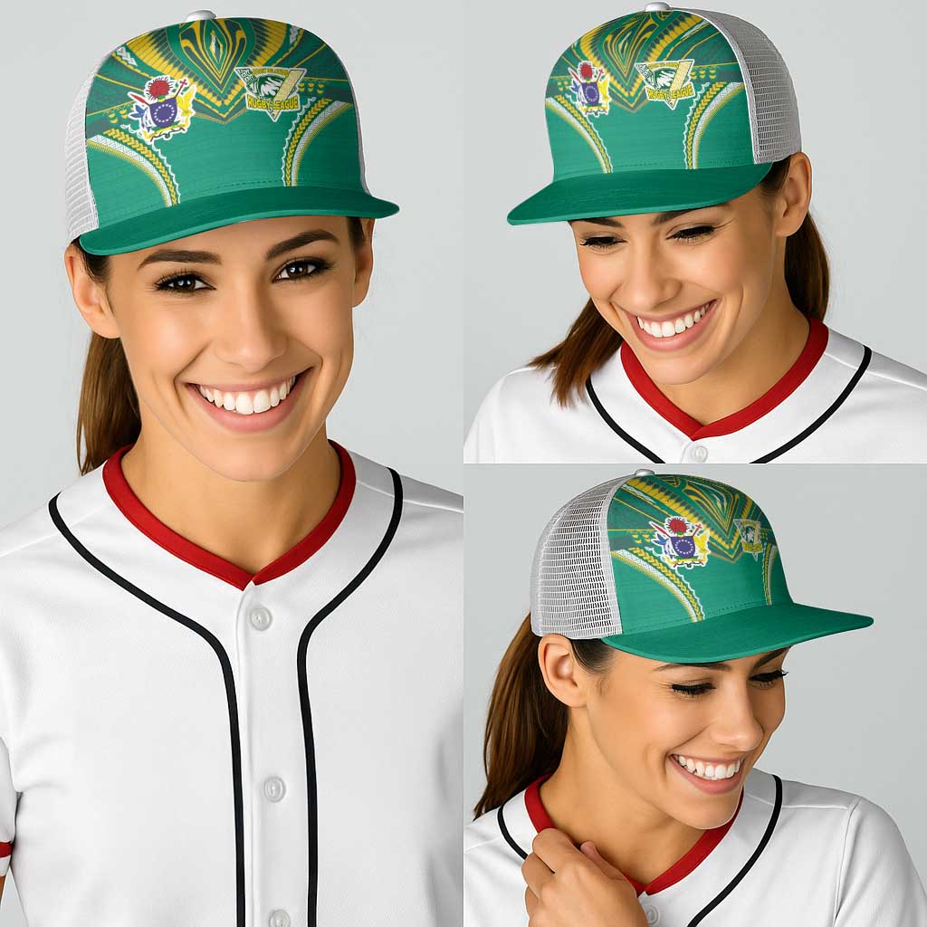 Cook Islands Rugby Baseball Net Cap Tatau Art Sport Style Green Color LT03 - Polynesian Pride