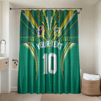 Custom Cook Islands Rugby Bathroom Set Tatau Art Sport Style Green Color LT03 Shower Curtain Only Green - Polynesian Pride
