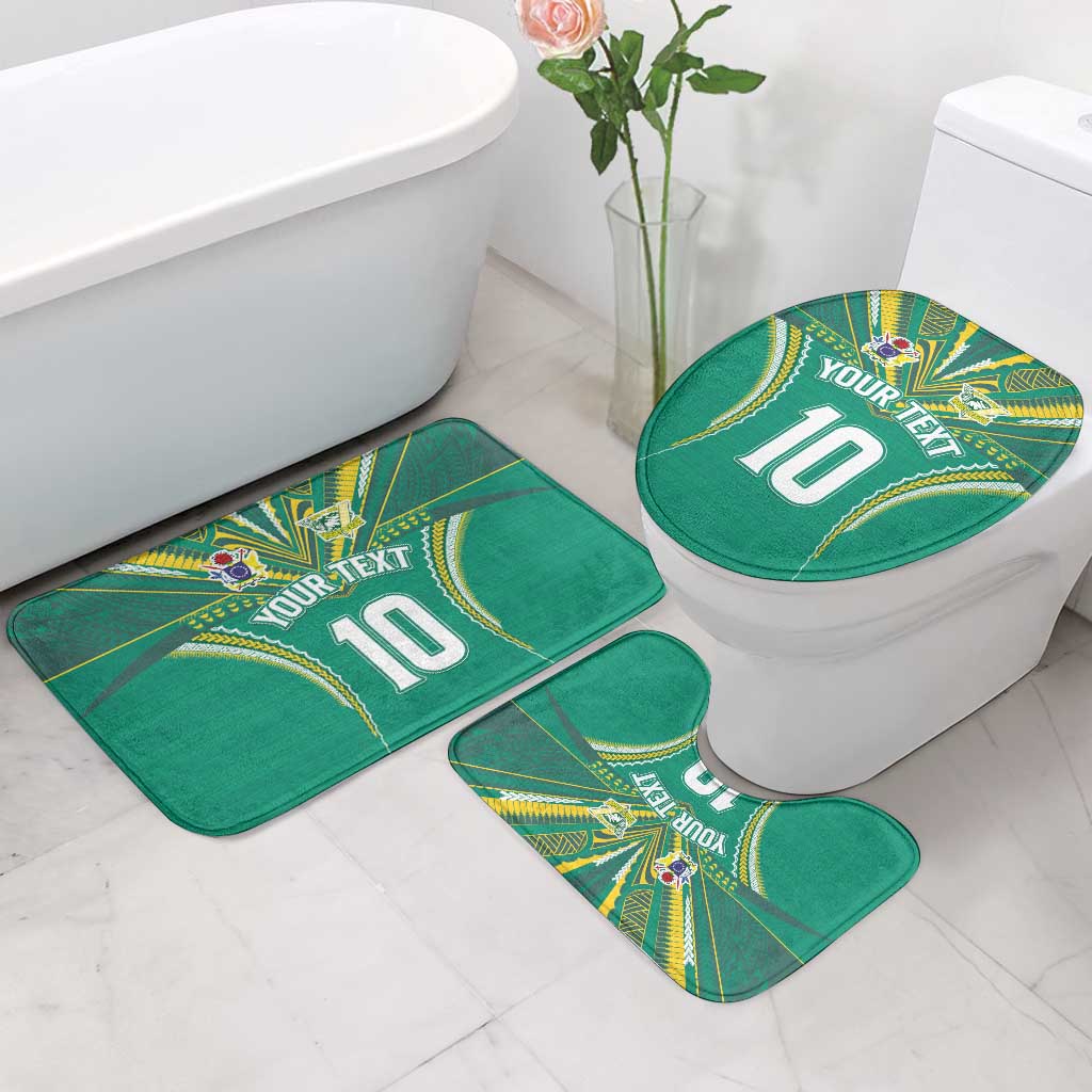 Custom Cook Islands Rugby Bathroom Set Tatau Art Sport Style Green Color LT03 - Polynesian Pride
