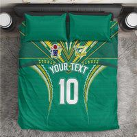 Custom Cook Islands Rugby Bedding Set Tatau Art Sport Style Green Color LT03 Green - Polynesian Pride