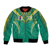Custom Cook Islands Rugby Bomber Jacket Tatau Art Sport Style Green Color LT03 Unisex Green - Polynesian Pride