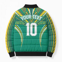 Custom Cook Islands Rugby Bomber Puffer Jacket Tatau Art Sport Style Green Color LT03 - Polynesian Pride