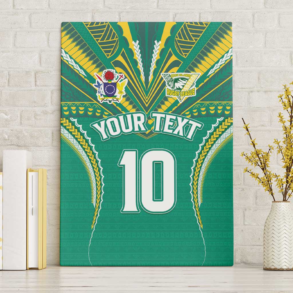 Custom Cook Islands Rugby Canvas Wall Art Tatau Art Sport Style Green Color LT03 Without Frame Green - Polynesian Pride