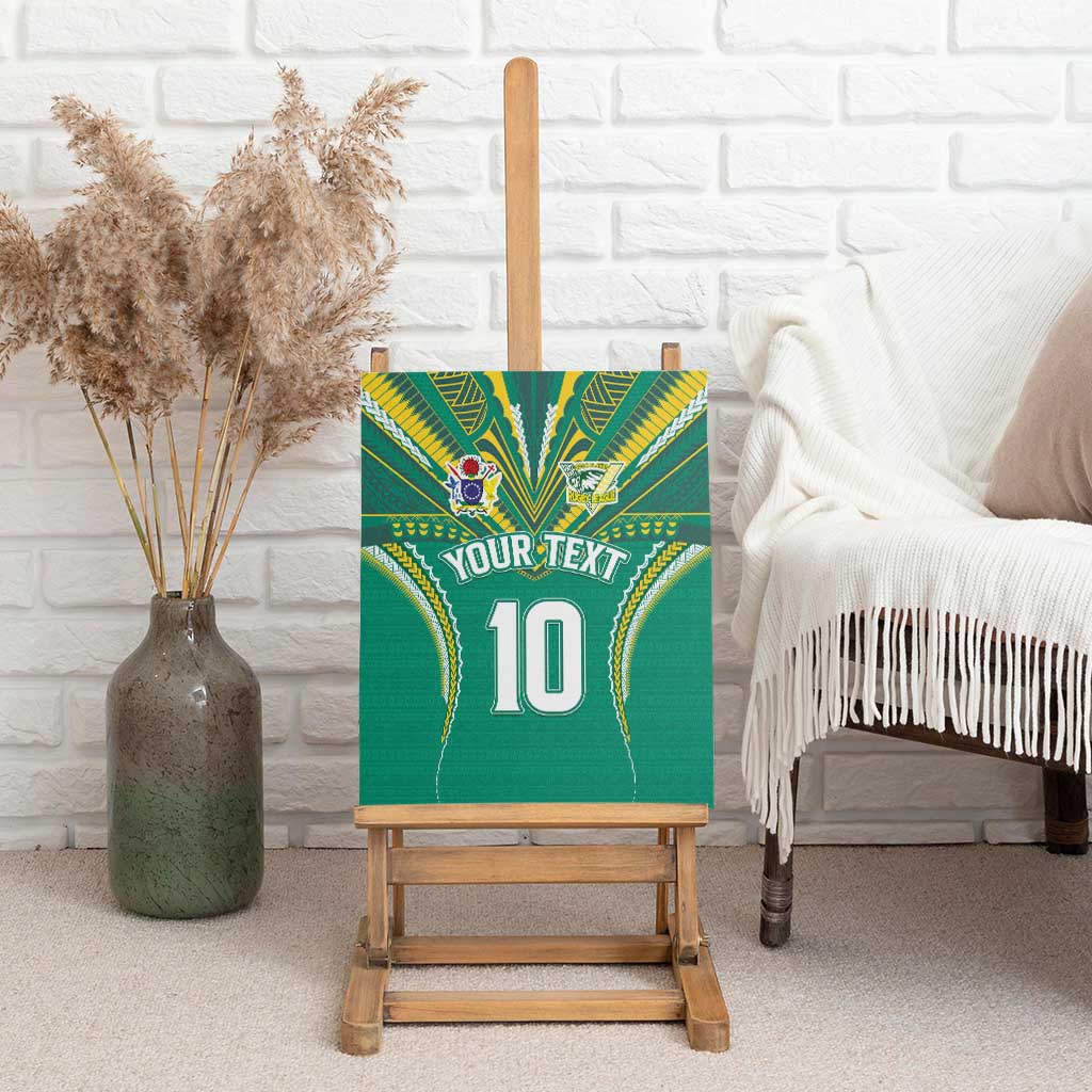 Custom Cook Islands Rugby Canvas Wall Art Tatau Art Sport Style Green Color LT03 - Polynesian Pride