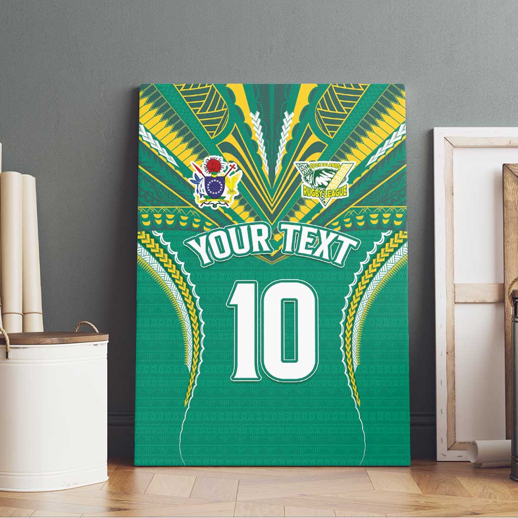 Custom Cook Islands Rugby Canvas Wall Art Tatau Art Sport Style Green Color LT03 - Polynesian Pride