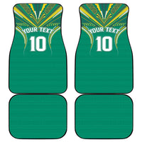 Custom Cook Islands Rugby Car Mats Tatau Art Sport Style Green Color LT03 - Polynesian Pride