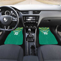 Custom Cook Islands Rugby Car Mats Tatau Art Sport Style Green Color LT03 Set 2pcs - Front Green - Polynesian Pride