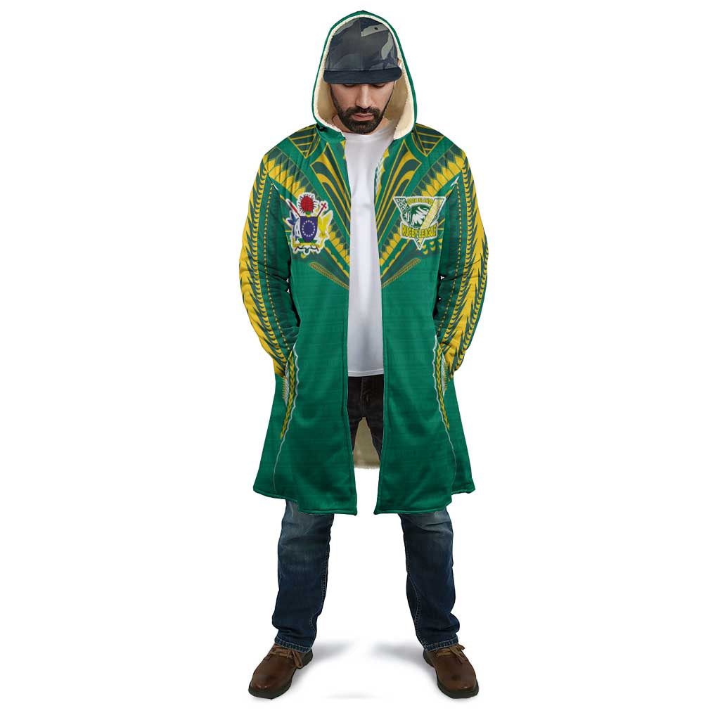 Custom Cook Islands Rugby Cloak Tatau Art Sport Style Green Color LT03 - Polynesian Pride