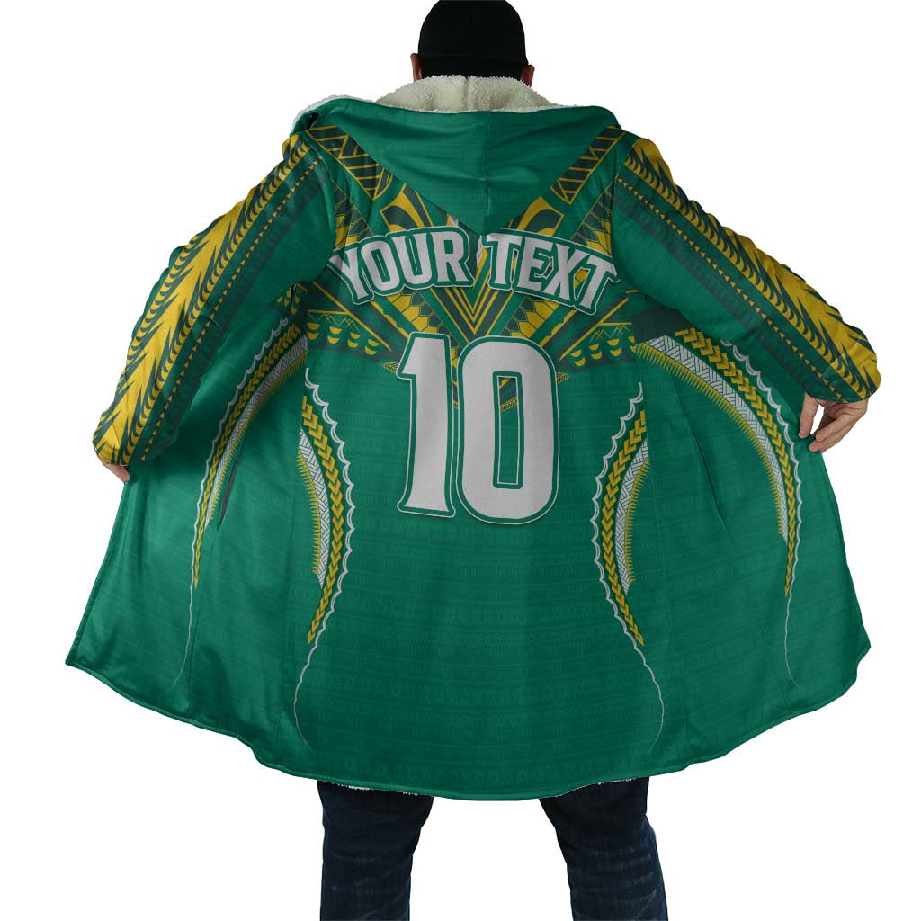 Custom Cook Islands Rugby Cloak Tatau Art Sport Style Green Color LT03 - Polynesian Pride