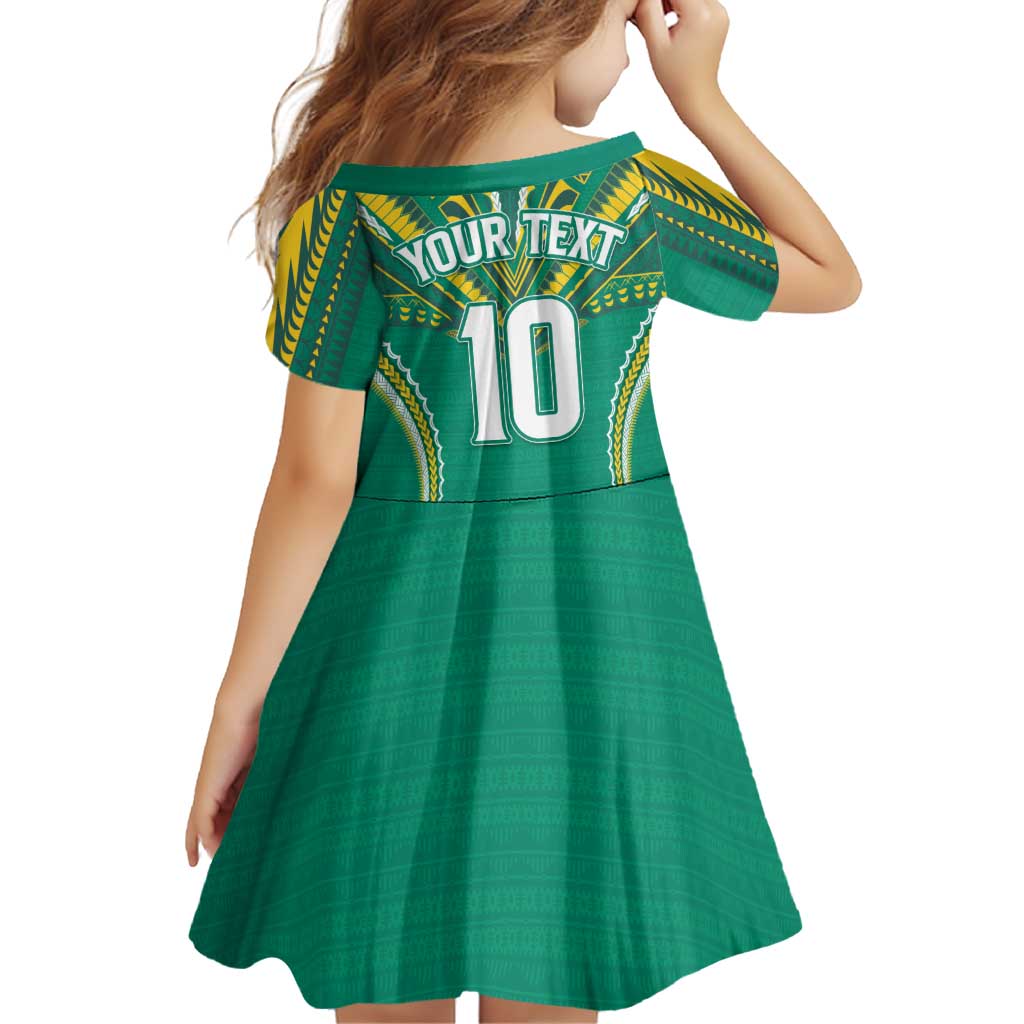 Custom Cook Islands Rugby Family Matching Summer Maxi Dress and Hawaiian Shirt Tatau Art Sport Style Green Color