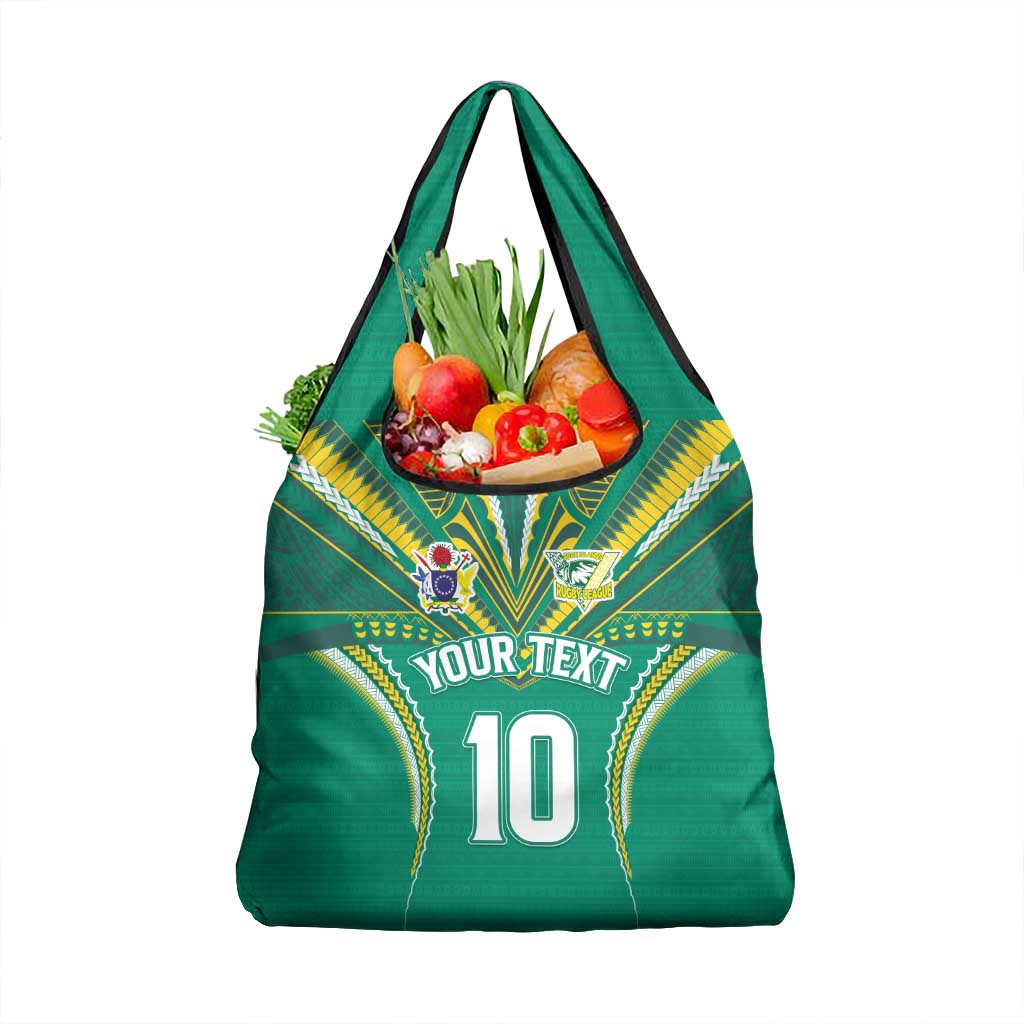 Custom Cook Islands Rugby Grocery Bag Tatau Art Sport Style Green Color LT03 1-pack One Size Green - Polynesian Pride