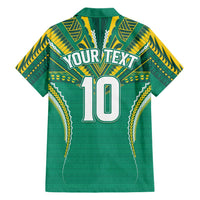 Custom Cook Islands Rugby Hawaiian Shirt Tatau Art Sport Style Green Color LT03 - Polynesian Pride