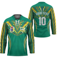 Custom Cook Islands Rugby Hockey Jersey Tatau Art Sport Style Green Color LT03 - Polynesian Pride