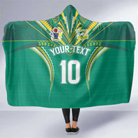 Custom Cook Islands Rugby Hooded Blanket Tatau Art Sport Style Green Color