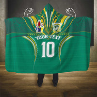 Custom Cook Islands Rugby Hooded Blanket Tatau Art Sport Style Green Color
