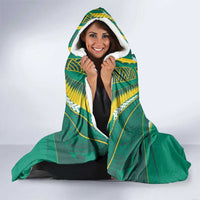 Custom Cook Islands Rugby Hooded Blanket Tatau Art Sport Style Green Color