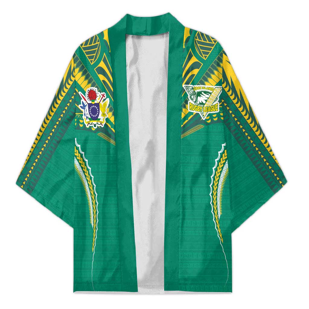 Custom Cook Islands Rugby Kimono Tatau Art Sport Style Green Color LT03 Unisex Green - Polynesian Pride