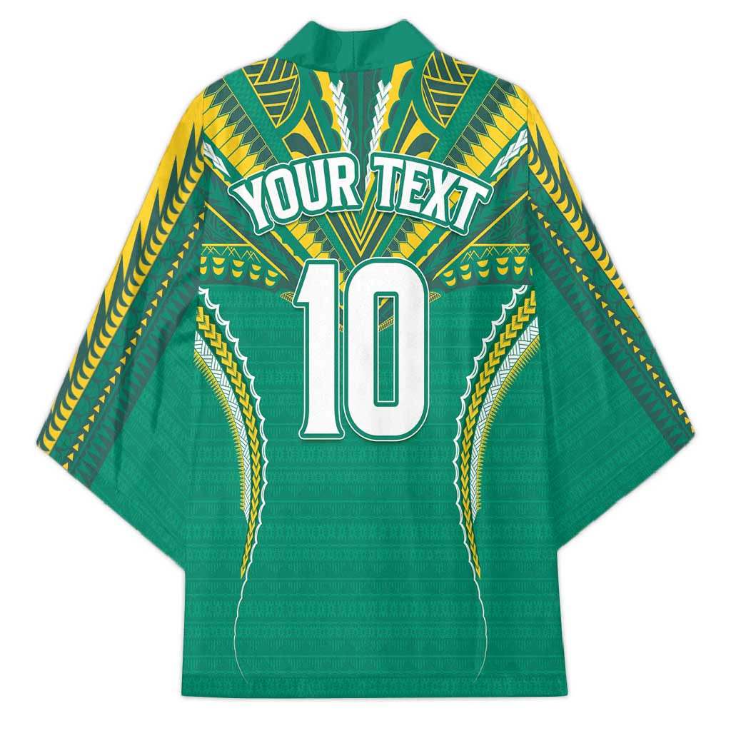 Custom Cook Islands Rugby Kimono Tatau Art Sport Style Green Color LT03 - Polynesian Pride