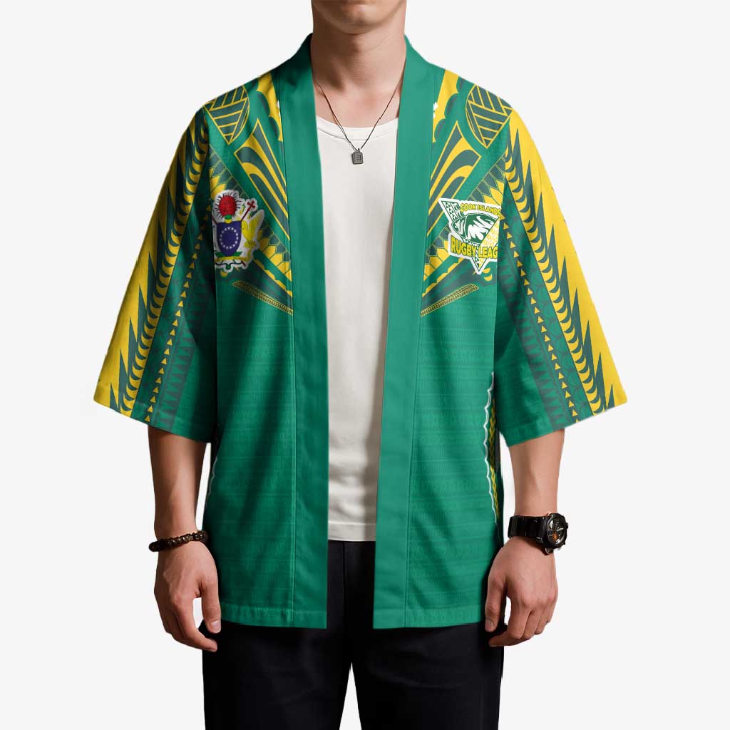 Custom Cook Islands Rugby Kimono Tatau Art Sport Style Green Color LT03 - Polynesian Pride