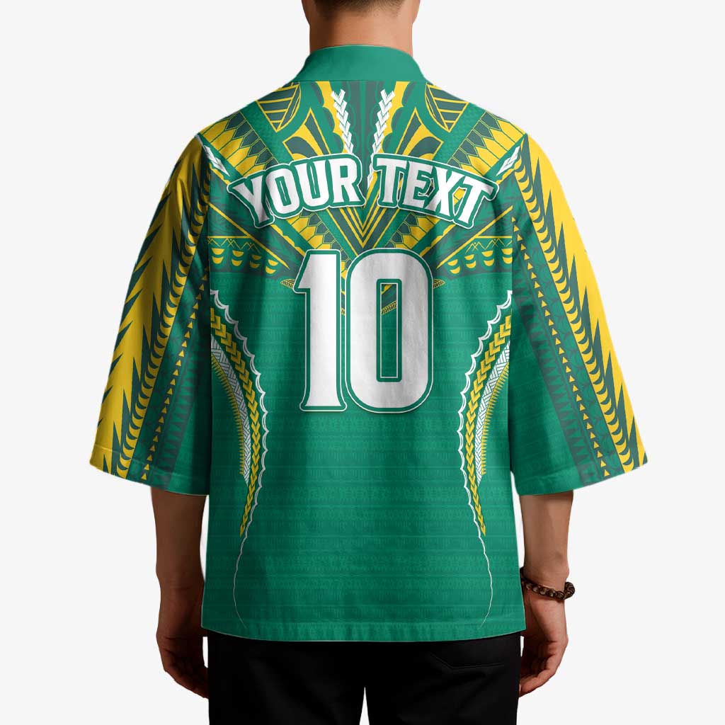 Custom Cook Islands Rugby Kimono Tatau Art Sport Style Green Color LT03 - Polynesian Pride