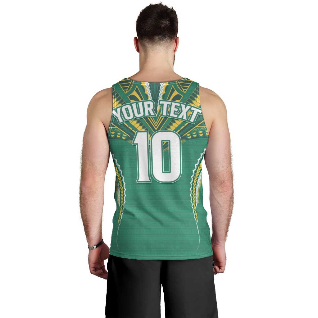 Custom Cook Islands Rugby Men Tank Top Tatau Art Sport Style Green Color LT03 - Polynesian Pride