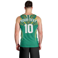 Custom Cook Islands Rugby Men Tank Top Tatau Art Sport Style Green Color LT03 - Polynesian Pride