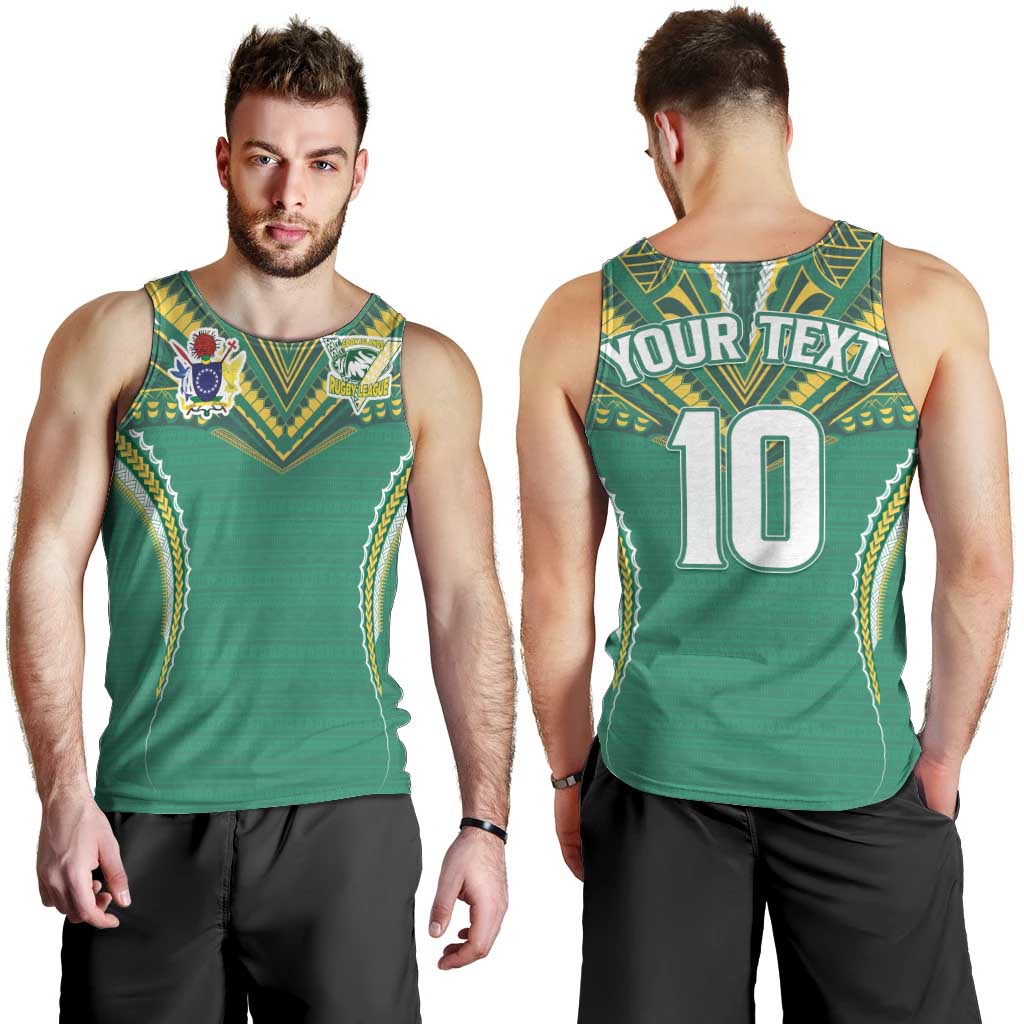 Custom Cook Islands Rugby Men Tank Top Tatau Art Sport Style Green Color LT03 - Polynesian Pride
