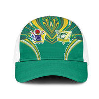Cook Islands Rugby Mesh Trucker Cap Tatau Art Sport Style Green Color LT03 One Size White Green - Polynesian Pride
