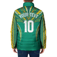 Custom Cook Islands Rugby Padded Jacket Tatau Art Sport Style Green Color LT03 - Polynesian Pride