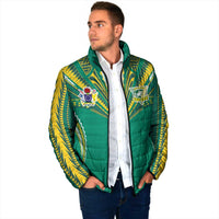 Custom Cook Islands Rugby Padded Jacket Tatau Art Sport Style Green Color LT03 - Polynesian Pride