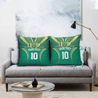 Custom Cook Islands Rugby Pillow Cover Tatau Art Sport Style Green Color LT03 - Polynesian Pride